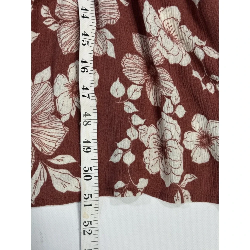 Abercrombie & Fitch Floral Maxi Dress M Rust Red Boho Tie Shoulder Deep V